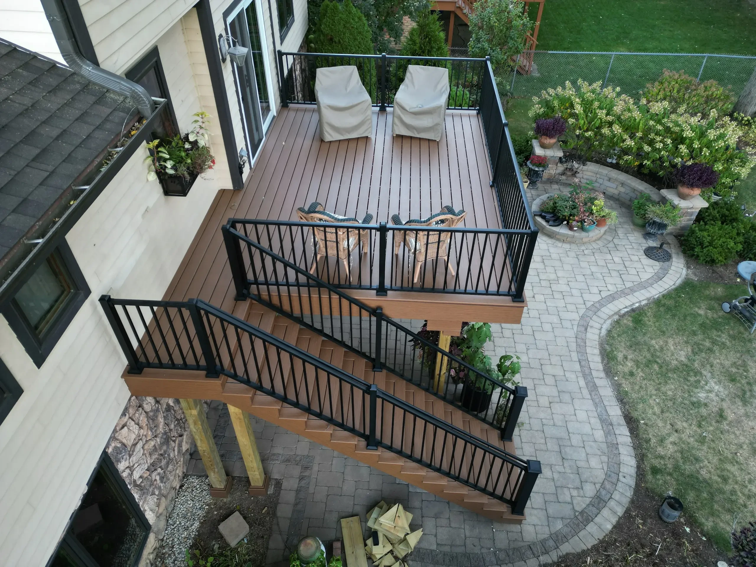 Dry composite deck after using a power washer.