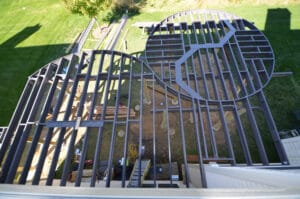 Steel framing ready for deck installation.