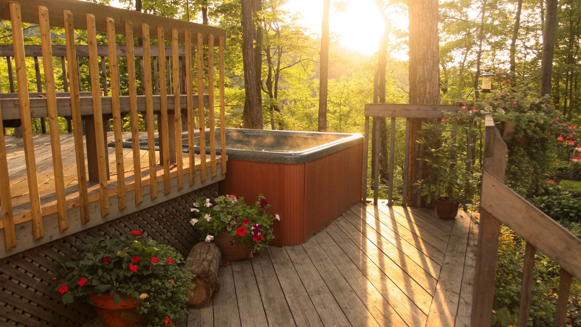 multi-level hot tub deck