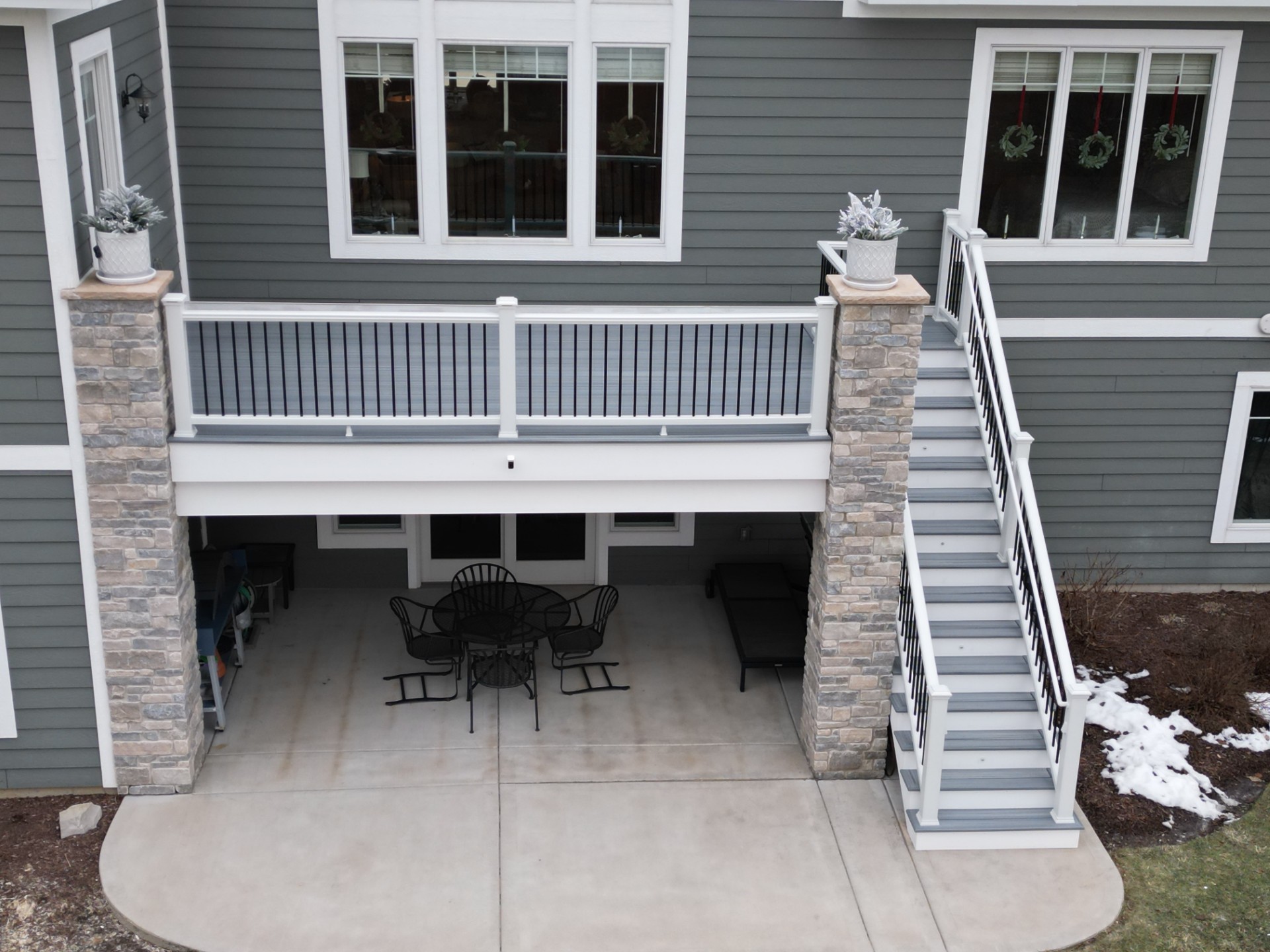 Trex RainEscape Elevated Trex composite deck with RainEscape drainage system built in Naperville IL