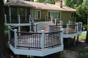 Multi-level composite deck with custom design.