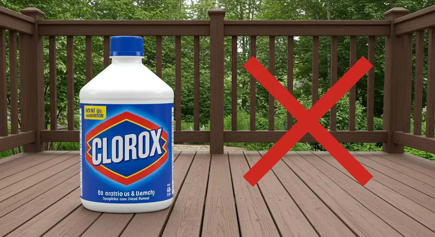 Using sodium hypochlorite on composite decking warning as it can be damaging.