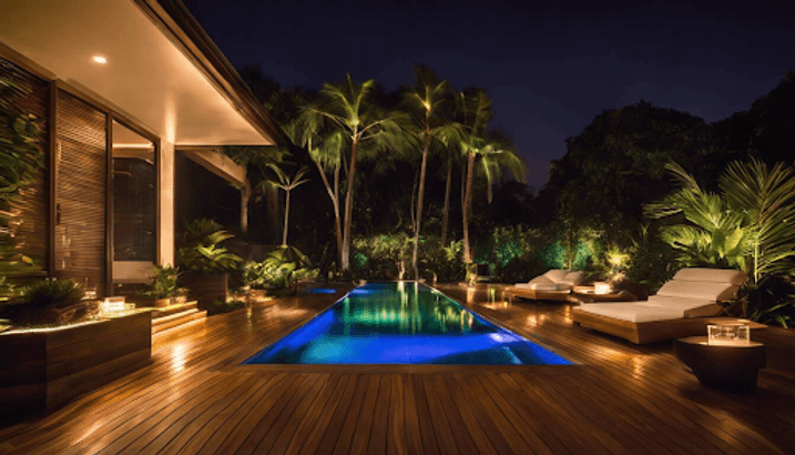 Pool Deck with Deck Lighting