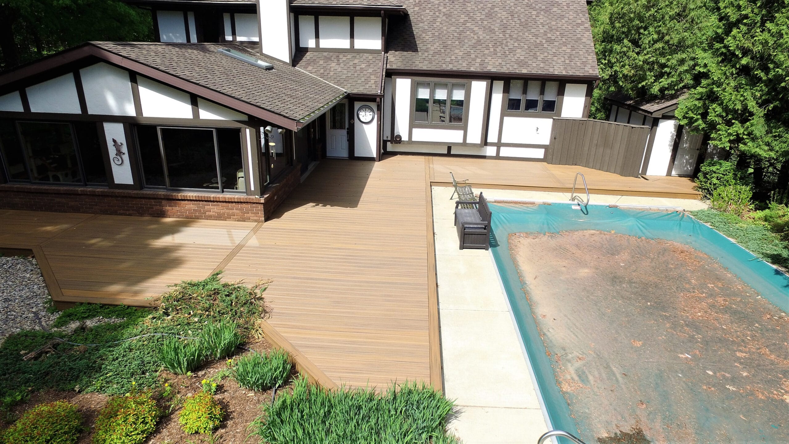 Trex composite decking in Naperville, IL around a inground pool.

