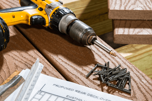 DIY installation of a Trex composite deck with decking plans.
