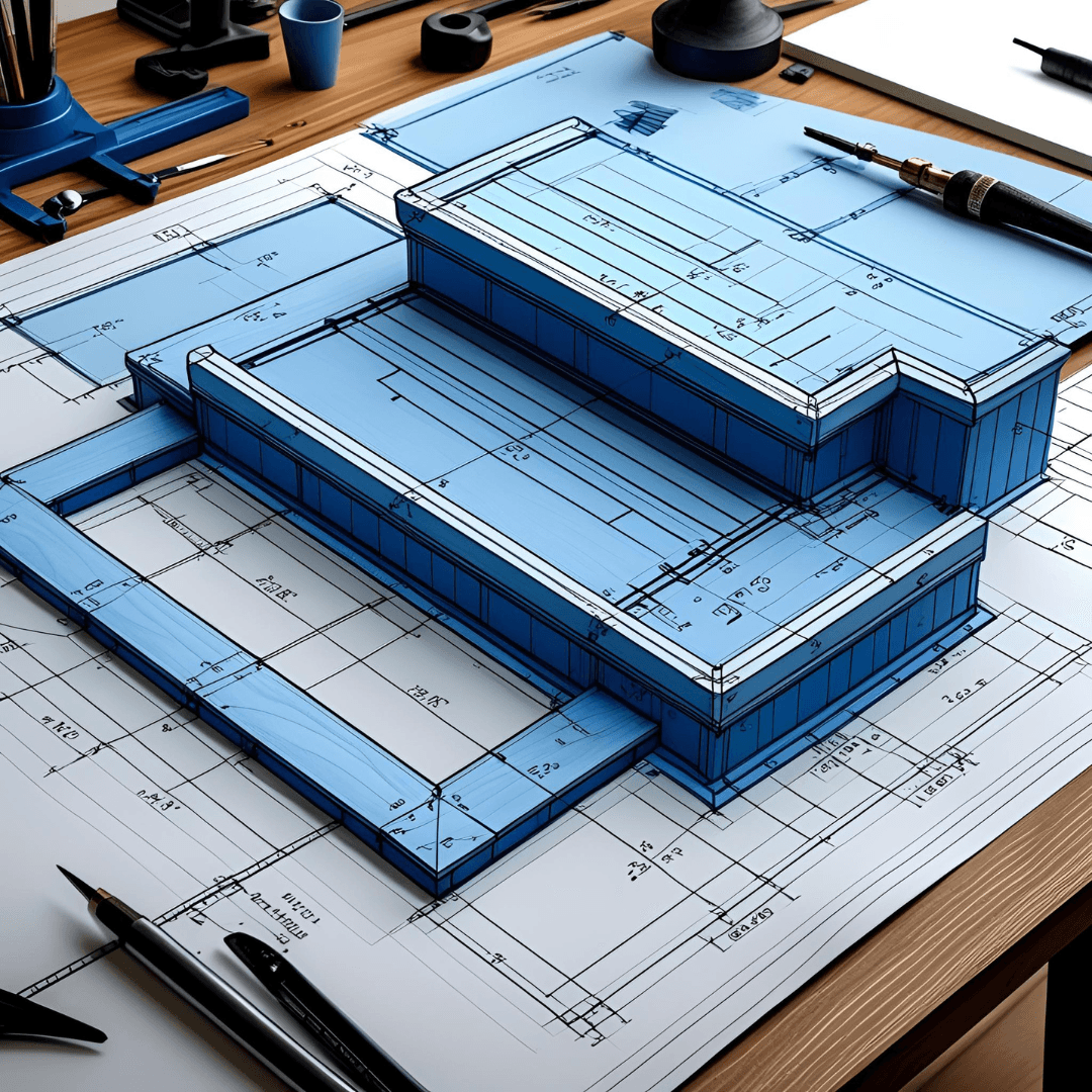 Blueprints showing detailed plans for how to build a deck.