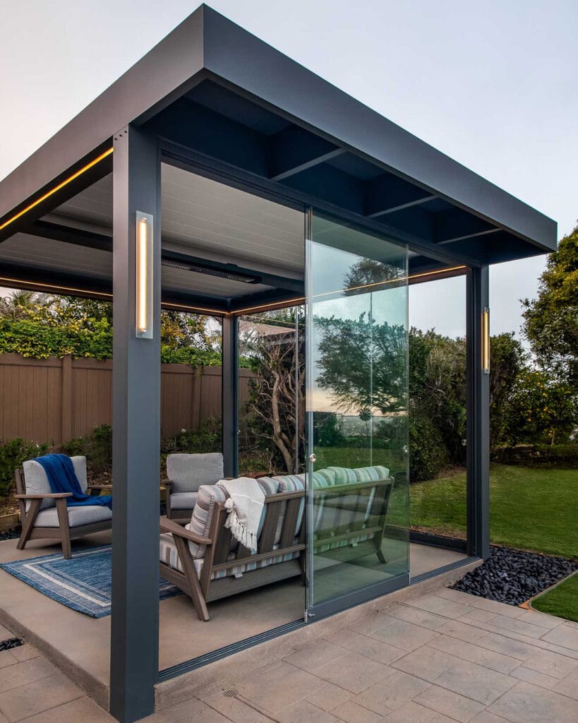 Louvered pergola LED post lights