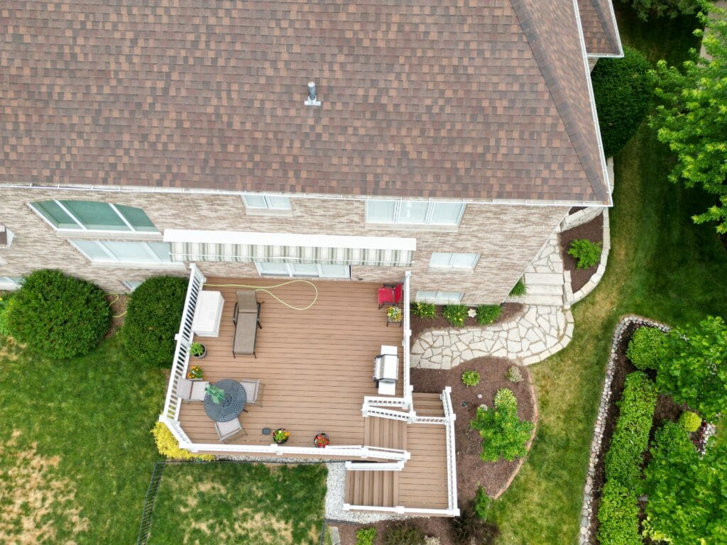 Ariel View of a newly built Trex deck