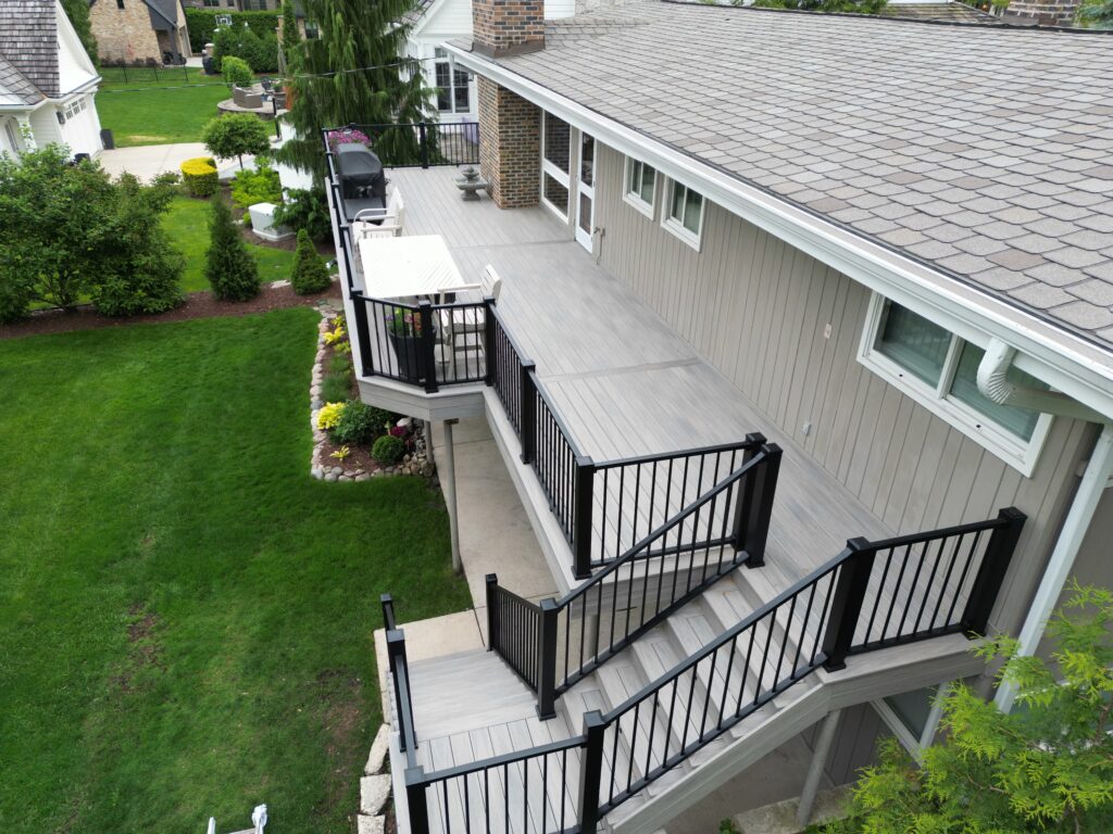multi-level deck built by a professional deck contractor in Chicago, Illinois.