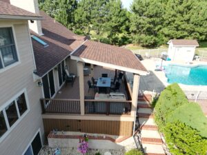 Trex deck with a covered roof.