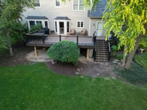 Trex deck integrated with stair lighting.