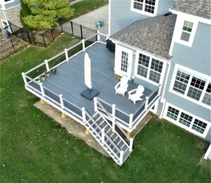 Raised composite deck.