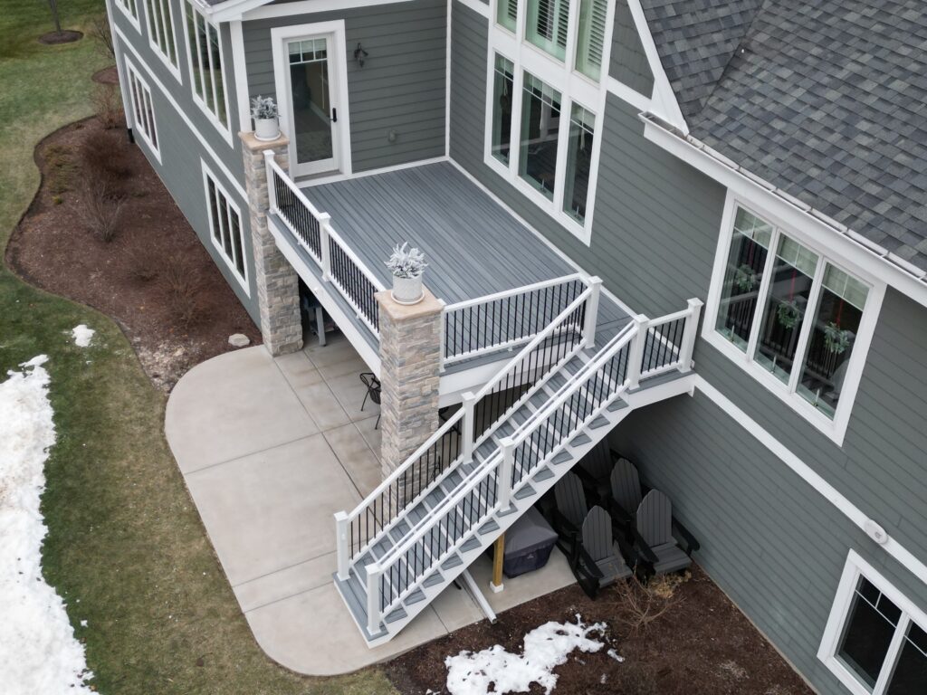 Perfected Trex composite deck in chicago suburbs displaying essential parts of the deck