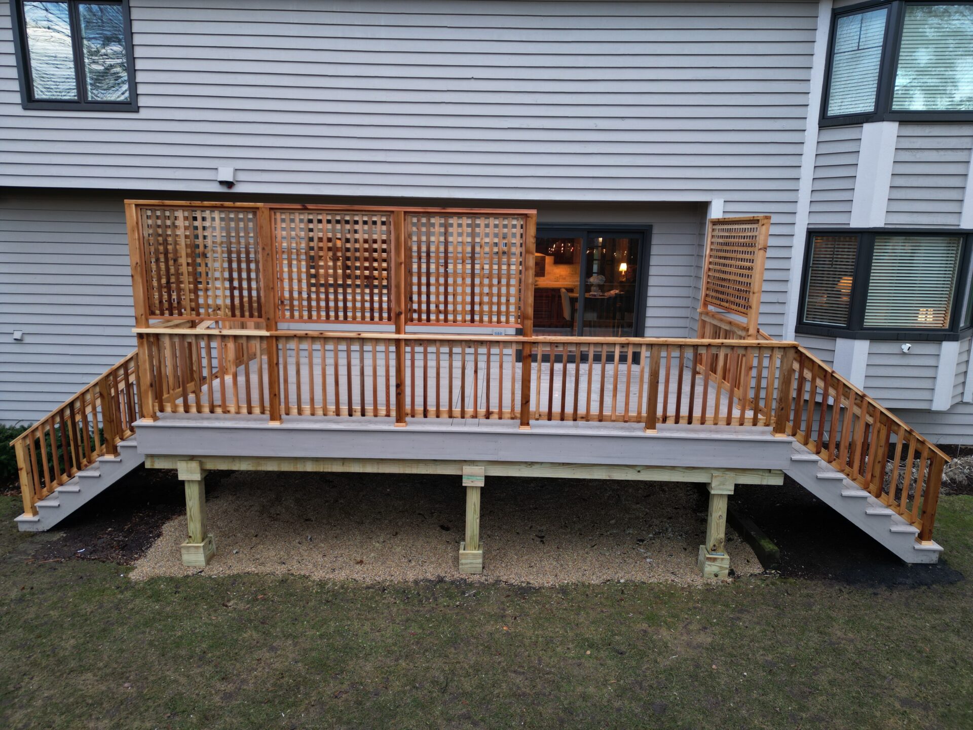 trex deck with a privacy fence