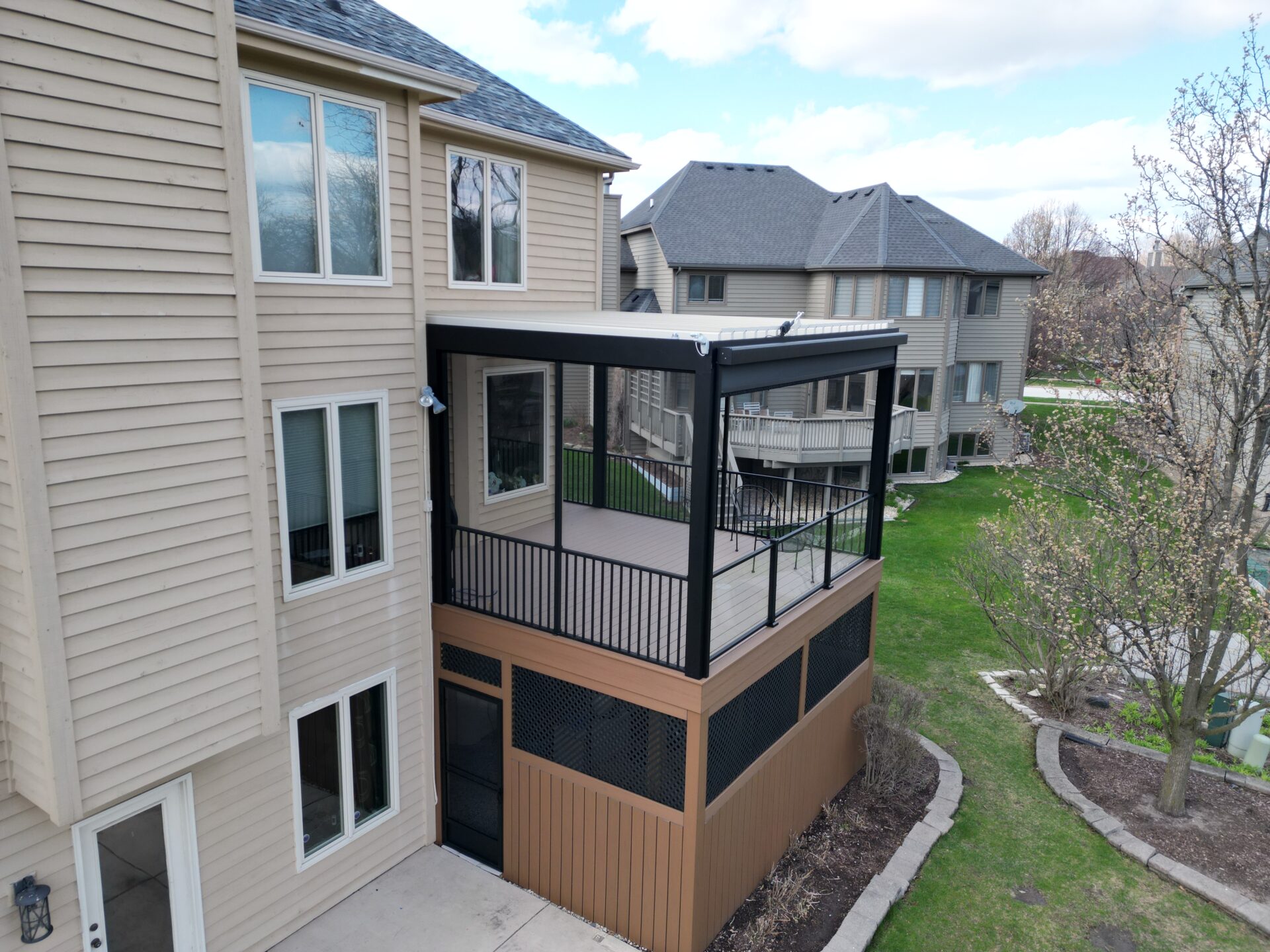 louvered roof pergola built in Aurora, IL.