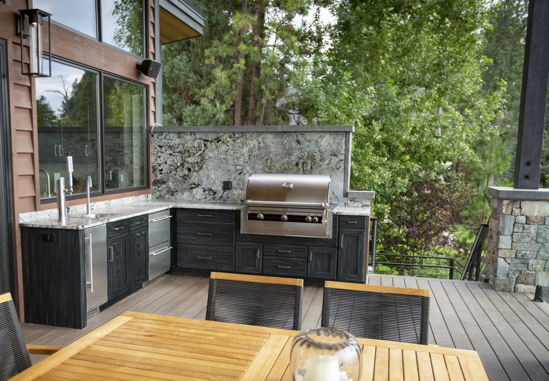 close up view of an outdoor kitchen installation