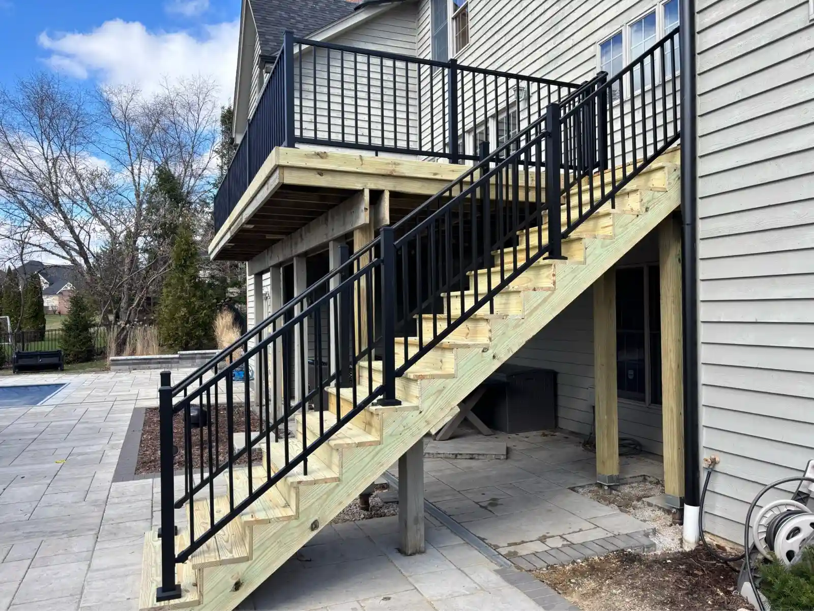 treated wood deck completed in St. Charles, Illinois