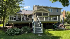 Raised composite deck project completed in Naperville, Illinois.