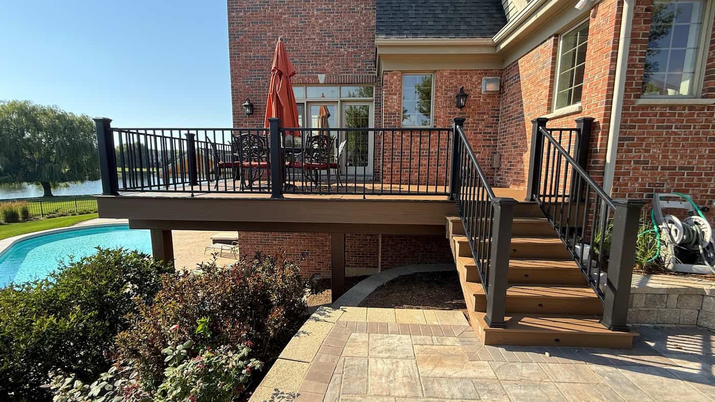 Elevated composite deck project built by Warner's Decking a professional deck contractor.