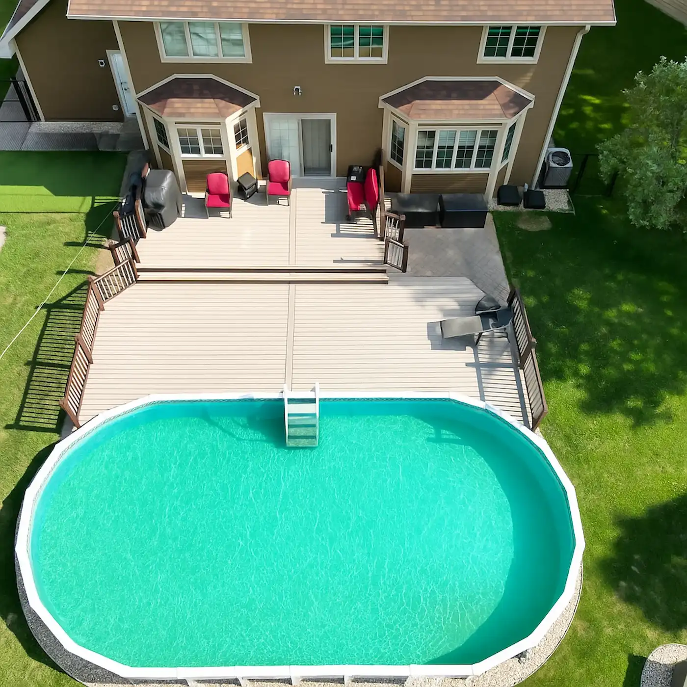 TimberTech pool deck built in Aurora, Illinois.