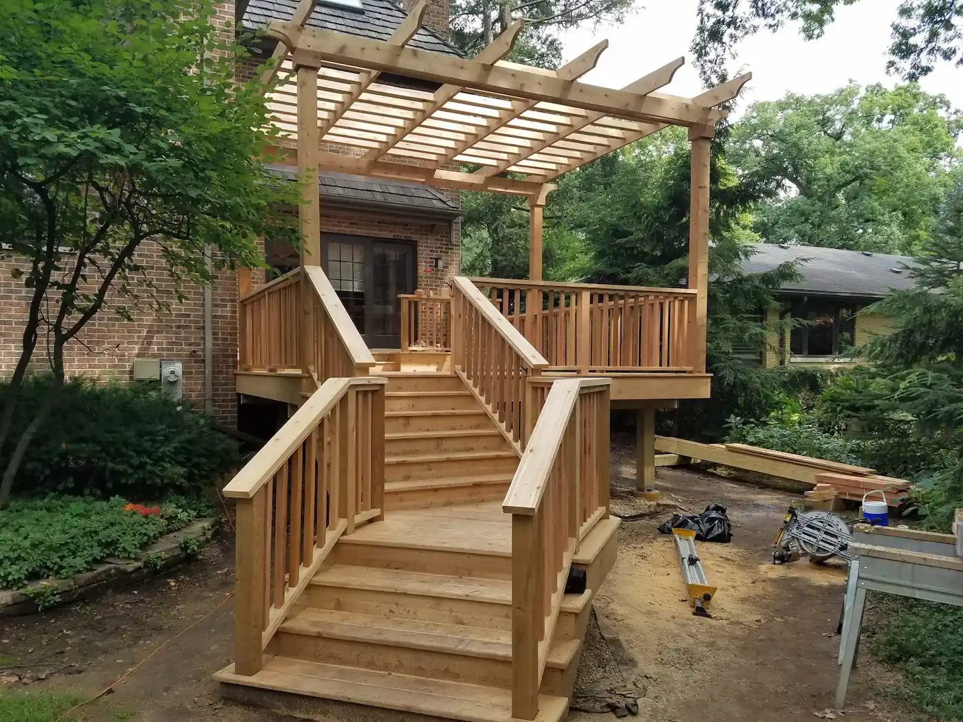 custom cedar wood deck cedar pergola saint charles illinois