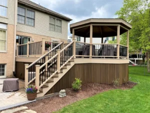 Raised trex deck with a gazebo in Chicago by Warner's Decking