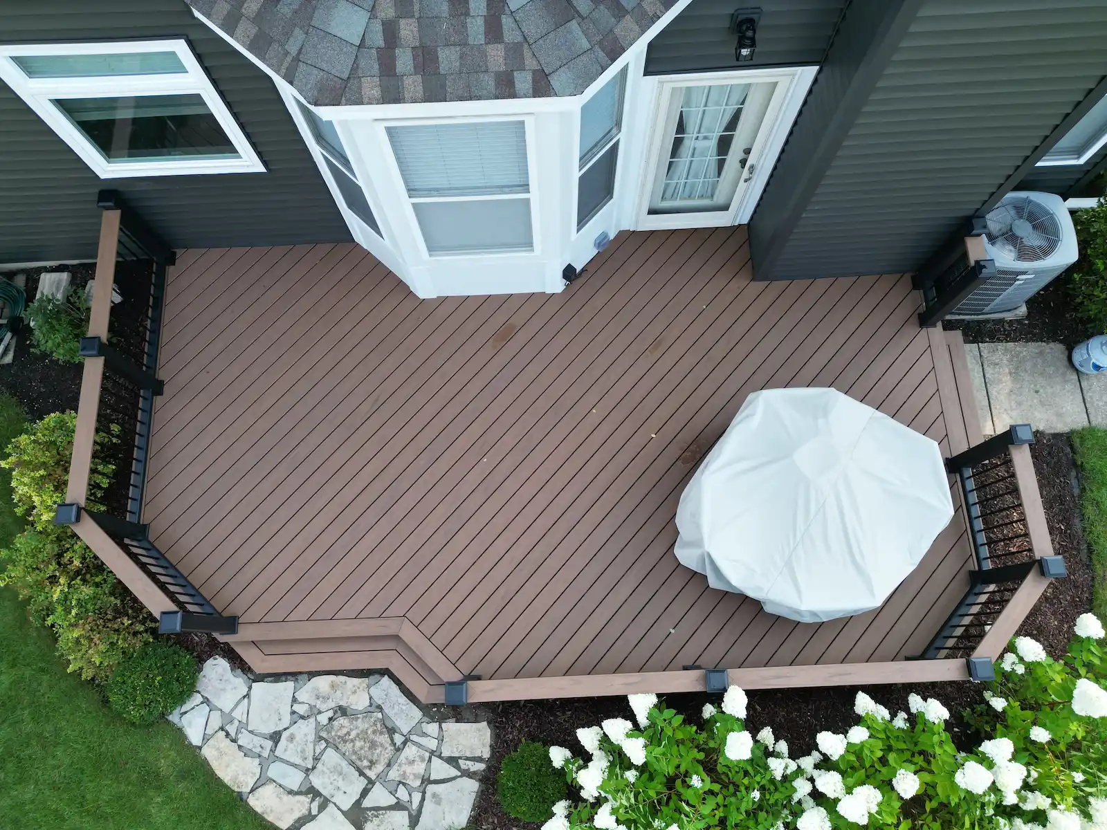Composite deck installation completed by a Warner's Decking of Naperville