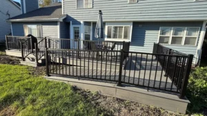 Custom composite deck with a wheelchair ramp in Naperville, Illinois.
