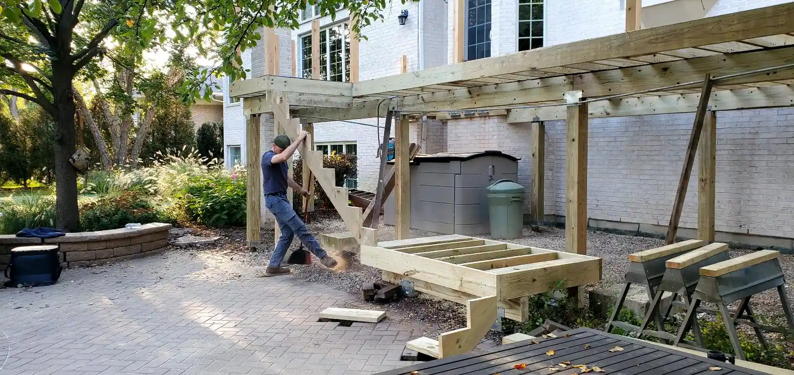 burr-ridge-illinois-trex-deck-installation rex deck framing preparation in Burr Ridge, IL.